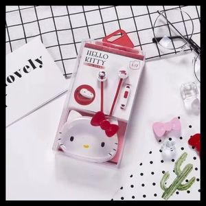 Transparent Red Hello Kitty 3.5 mm wired earphones with storage box